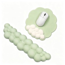 2 in1 Cloud Wrist Rest for Keyboard and Mouse Pad Set-Memory Foam,Green picture