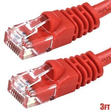 3FT Cat6 Crossover Network Ethernet Internet Cable Wire Red 500MHz 24AWG LAN 3' picture