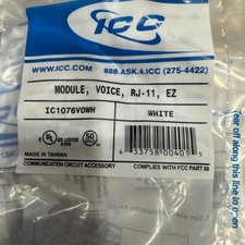ICC Lot of 7. ICC RJ-11 EZ IC1076VOWH White Modular Connector Voice picture