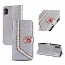 Diamond Love Pearl Card Wallet Cover Case For A16 A57 A56 A55 A54 A37 A15 A34 picture