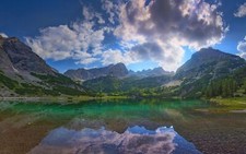 Landscape nature summer lake mountains austria clouds Custom Gaming Mat Desk picture