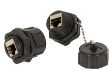Cat.6 RJ45 Shielded Ethernet Industrial Panel Mount Bulkhead Coupler w/ Dust Cap picture