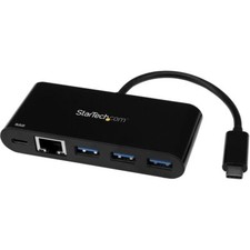 StarTech US1GC303APD USB-C to Ethernet Adapter with 3-Port USB 3.0 Hub and Power picture