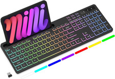 Wireless RGB Backlit Keyboard Rechargeable Full Size for PC Mac Windows LED picture