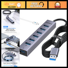 8-Port USB Hub with Long Cable, 7 USB 3.0 Splitter, Aluminum Design, Fast Data T picture