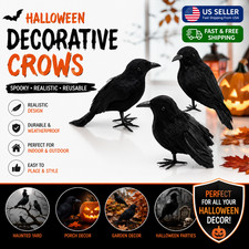 Halloween Crow Decoration Realistic Black Bird Horror Party Haunted House Prop picture