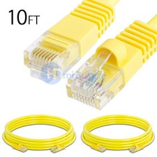 2x 10FT CAT5e Cable Ethernet Lan Network CAT5 RJ45 Patch Cord Internet Yellow picture