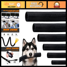 12ft Split Braided Cable Management Sleeve - High-Temperature Wire Loom, Cat-Pro picture