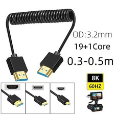 2.1 Premium Mini Micro HDMI Coiled Cable Converter 3D 8K for Camera PC Monitor picture