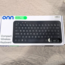 onn Compact Wireless Keyboard 78-Key Retro Round Keys Black NEW/UNUSED Open Box picture