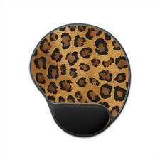 Leopard Print Mouse Pad with Wrist Rest | Animal Print Office Accessory picture