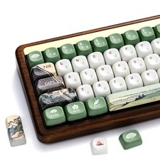 XVX Ceramic Glaze PBT Keycaps 129 Keys MOA Profile 5-Side Dye-Sub Green/White picture