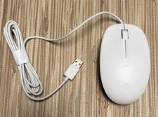HP Wired USB Optical Mouse 1200 DPI 3-Button Scroll Wheel White N51149-001 picture