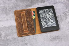 Women embossing leather kindle paperwhite case Tooled leather new Kindle case picture