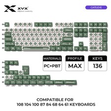 XVX White Cats Eye MAX Profile PBT Keycap Set 136-Key Double Shot MX Switch picture