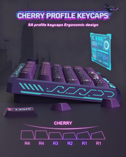 PBT Keycaps Set, ERA75 135 Key Caps,Dye-Sublimation, Cherry Profile Custom Ke... picture