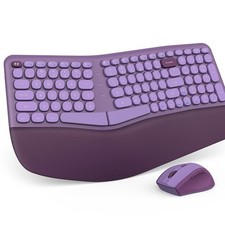 Seenda Wireless Ergonomic Keyboard Purple Split Layout Wrist Rest JPX003 103 picture