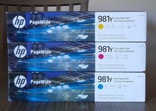 Genuine OEM HP 981Y 183ml Color Ink Cartridges CMY PageWide Enterprise 556 586 picture