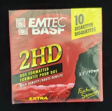 SEALED EMTEC BASF Diskettes 2HD  Double Sided High Density 10 pack 3.5
