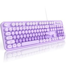 MOFII Keyboard Wired Large Print, Computer Keyboard Plug Play, Colorful Retro picture