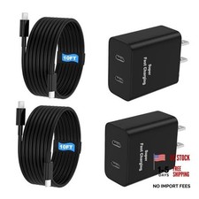 45W 2Pack Super Fast Charger USB C Dual Port Android Phone Charger 10ft Black picture