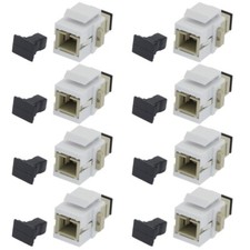 8 Pcs SC UPC Fiber Optic Simplex Multi Mode Keystone Jack Coupler Snap In Ivory picture