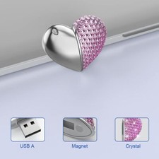 Kootion Metal Diamond Crystal Heart Necklace USB 2.0 64GB 10pcs Flash Drive Pink picture