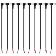 DC Power Pigtail Cable, 10-Pack 5.5mm x 2.5mm 90 Degree Right Angle DC Barrel... picture
