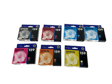 Lot Of 7 Genuine EPSON 159 Ink - Blk /2-C /M/ Y /R/O Sealed NEW picture