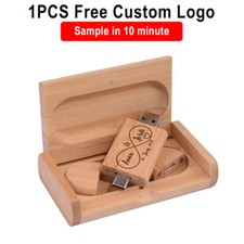 High Speed Type-C 2 in 1 USB 2.0 Flash Drive Free logo wooden gift box USB drive picture