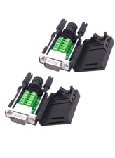 DB9 Male Solderless Connector Breakout Board 2 Packs RS232 D-SUB 9 Pin picture