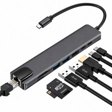 USB C Hub 8 in 1 HDMI 4K Ethernet RJ45 SD TF Card Reader 100W PD Adapt Dark Gray picture