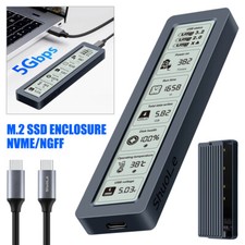Dual-Protocol M.2 Enclosure w/Display 10Gbps Aluminum Cooling for NVME/SATA SSD picture