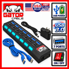 USB 3.0 Hub Charger Switch Splitter Powered AC Adapter 7 Port PC Laptop Desktop picture