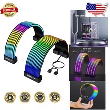 Black ARGB GPU ATX Cable Sleeves - 5V 3-Pin Sync, Flexible LED Strips picture