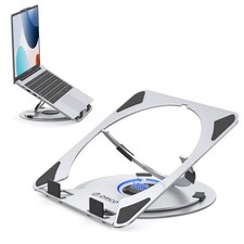 Aluminum Laptop Stand 360° Rotating Riser Ergonomic Adjustable Desk Silver picture