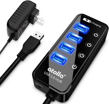 4-Port USB 3.0 Hub with 4 Data Ports, 1 Smart Charging Port, Individual O picture