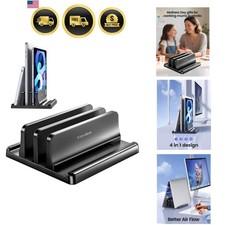 Vertical Laptop Stand for Desk,Dual Slots Plastic Laptop Holder with Space Sa... picture