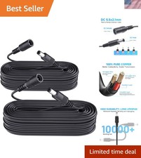 Durable 2 Pack 33ft DC Power Extension Cables for CCTV, LED Lights & More picture