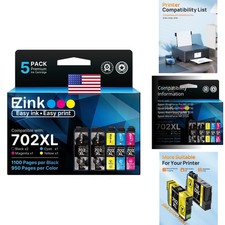 E-Z Ink Black 702XL Ink Cartridge for Workforce Pro WF-3720 WF-3733 WF-3730 (5 picture