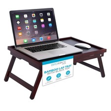Bamboo Lap Tray with Black Top - Adjustable Laptop Desk - Foldable Breakfast ... picture