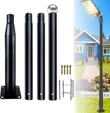 13Ft Streetlight Pole, Black Galvanized Steel Outdoor Adjustable Light Column, E picture