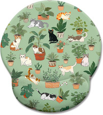 Cat Ergonomic Mouse Pad with Wrist Rest, Green Computer Mouse Pad Wrist Support picture