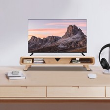 Bamboo Monitor Stand with Drawer and Back Baffle, 4.5