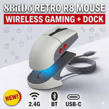 8BitDo Retro R8 Wireless Gaming Mouse w/ Charging Dock Bluetooth 2.4G USB-C Prog picture