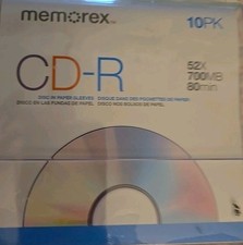 Memorex CD-R 10 pk 52x 700 mbps 80 minute blank CD with Cases NEW  picture