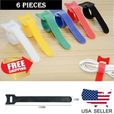 6 pcs Microfiber Cloth Cable Straps Hook Loop Reusable Fastening Cable  6