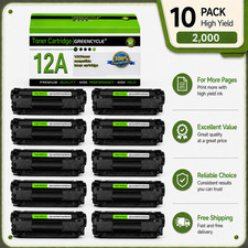 GREENCYCLE 10PK Q2612A 12A Toner Fit for HP 12A LaserJet 3050 3052 30551018 1020 picture