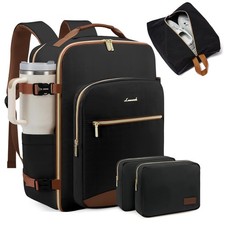 LOVEVOOK 40L Large Travel Backpack for 40L-17.3 Inch-4Pcs, 1 Black-brown picture