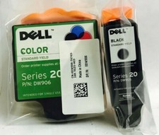 New Genuine Dell Series 20 Black Color 2PK Ink Cartridges (DW906 DW905) picture